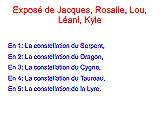 Les constellations du Cygne du Taureau de la Lyre du Serpent  Jacques Lou Rosalie Leani Kyle thumb
