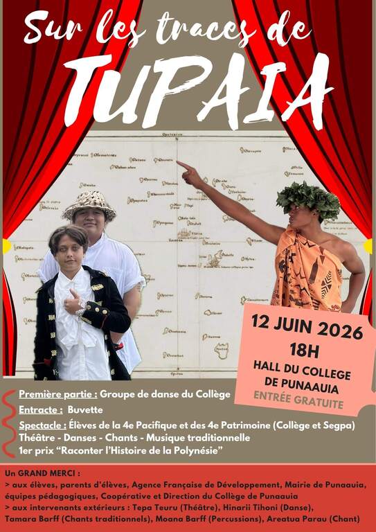 Sur les traces de Tupaia - Spectacle des classes de 4e Pacifique et Patrimoine